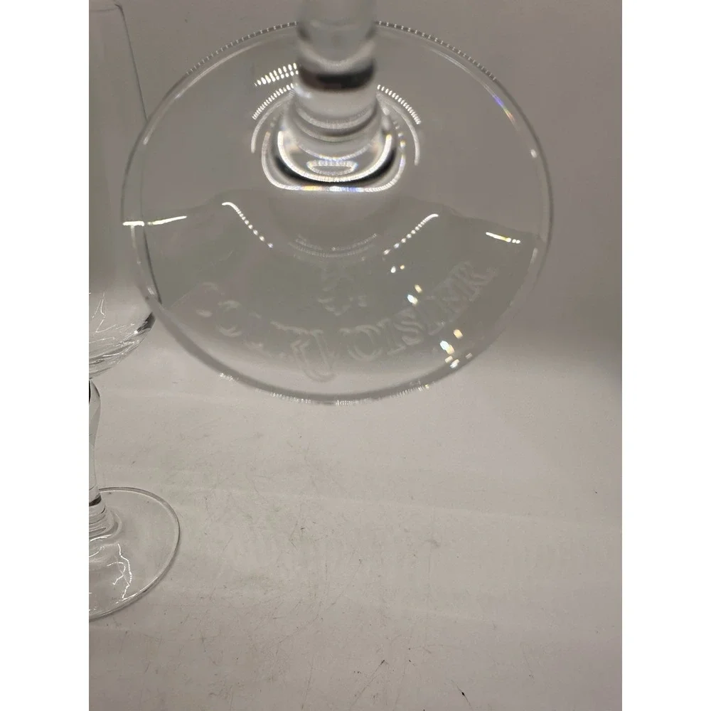 Pair Cristal d'Arques Courvoisier Blue Stem Lead Crystal Wine Glasses France